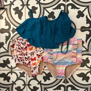 Kortni Jeane Kids Swim Bikinis - Teal, Butterfly, and Striped